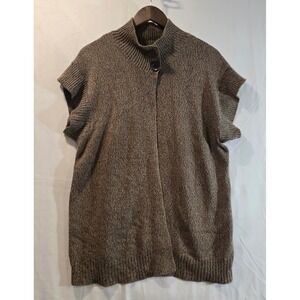 Vintage Bobbie Brooks Knit Vest Mock Neck Button Front Sleeveless Women 1X Brown